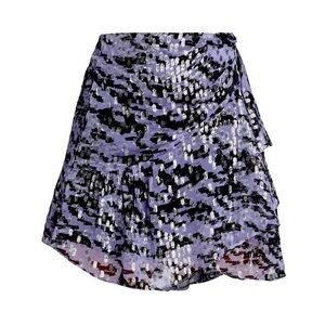 IRO Purple Metallic Printed Dilian Silk Mini Skirt